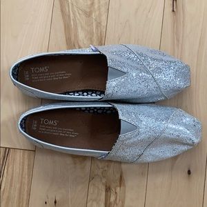 Silver Glitter TOMS Shoes